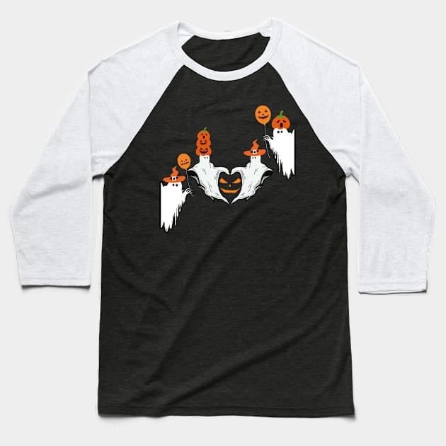 haloween with pumpkin Baseball T-Shirt by Clean P